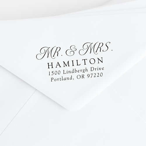 Elegant Mr and Mrs Wedding Return Address Rubber Stamp