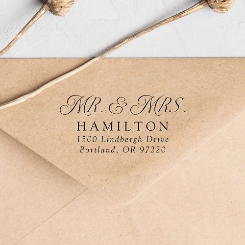 Elegant Mr and Mrs Wedding Return Address Self_inking Stamp