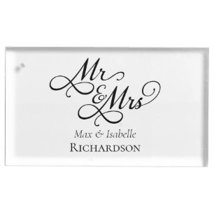 Elegant Mr and Mrs Wedding Table Card Holder