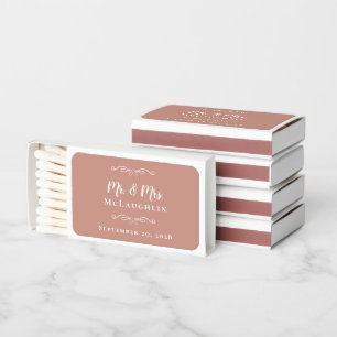 Elegant Mr Mrs Bride Groom Wedding Pink Pink Favor Matchboxes