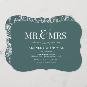 Elegant Mr. & Mrs. Coed Bridal or Wedding Shower Invitation