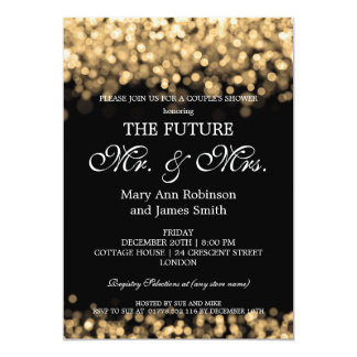 Elegant Mr Mrs Couples Shower Gold Lights Invitation