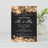 Elegant Mr Mrs Couples Shower Gold Sparkle Lights Invitation (Standing Front)