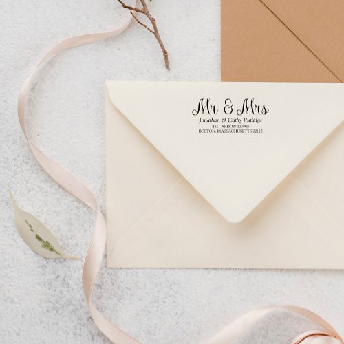 Elegant Mr  Mrs Name  Address Self_inking Stamp