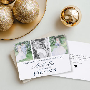 Elegant Mr. & Mrs. Newlywed Photo Christmas Card