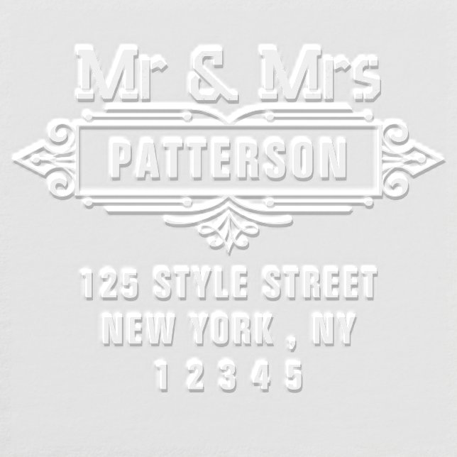 Elegant Mr & Mrs Personalized Name Return Address Embosser (Design)