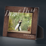 Elegant Mr. & Mrs. Script Rustic Wedding Photo Plaque<br><div class="desc">This design features a faux rustic wood "frame" and elegant script text. Click the customize button for more flexibility in modifying the text. Variations of this design, different paper types, as well as coordinating products are available in our shop, zazzle.com/store/doodlelulu. Contact us if you need this design applied to a...</div>