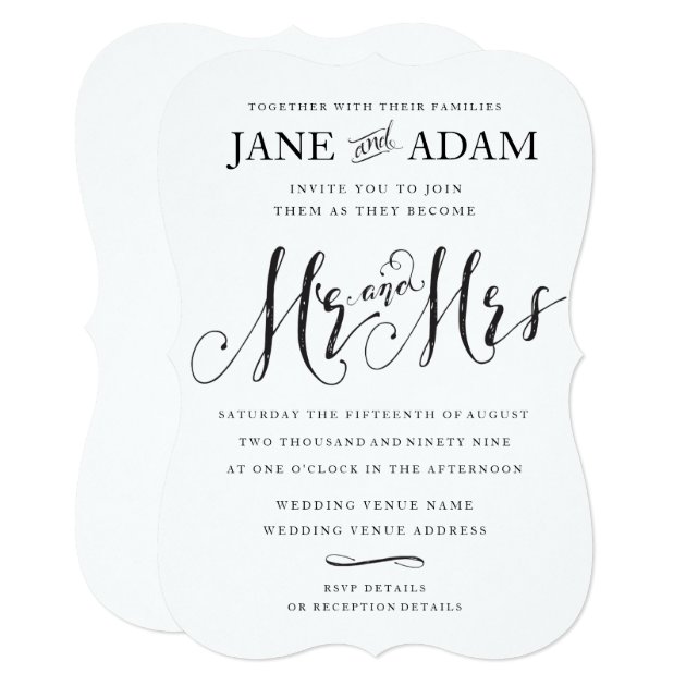 Elegant Mr & Mrs Typography Wedding Invitation