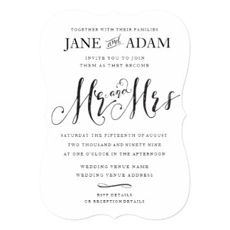 Elegant Mr & Mrs Typography Wedding Invitation