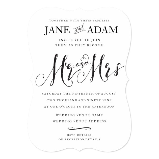 Elegant Mr & Mrs Typography Wedding Invitation