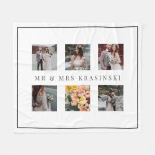 Elegant Mr & Mrs Wedding 6 Photo Collage Fleece Blanket