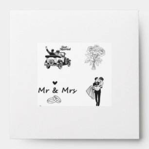 Elegant Mr & Mrs Wedding Couple Illustration  Envelope