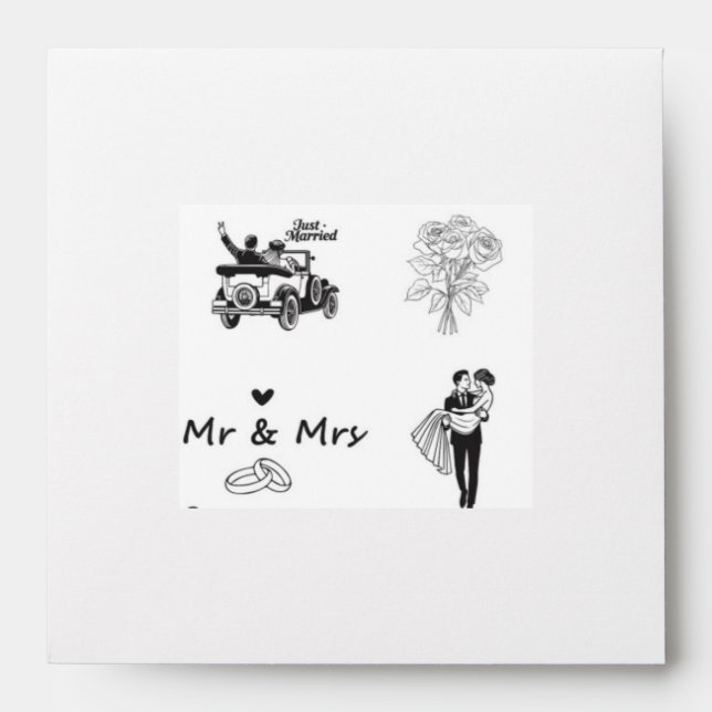 Elegant Mr & Mrs Wedding Couple Illustration  Envelope (Front)