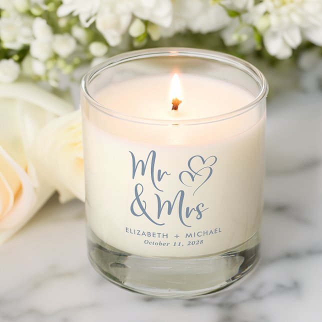 Elegant Mr Mrs Wedding Dusty Blue Scented Candle (Creator Uploaded)