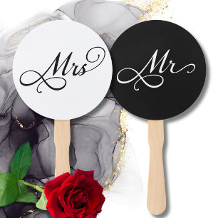 Elegant Mr Mrs Wedding Game Hand Fan