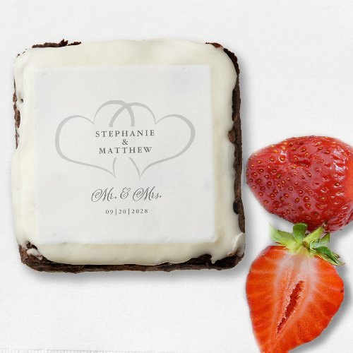 Elegant Mr  Mrs Wedding Gray White Hearts Fancy  Brownie