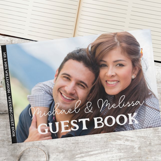 Elegant Mr & Mrs Wedding Photo Guest Book (Close Up)