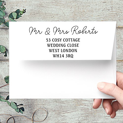 Elegant Mr  Mrs Wedding Return Address Envelope