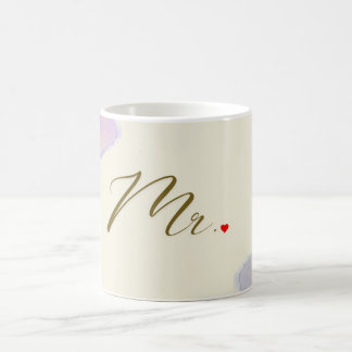 Elegant Mr. Mug – Soft Blue Flowers & Classic Scri
