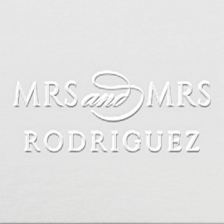 Elegant Mrs and Mrs Two Brides Monogram Embosser