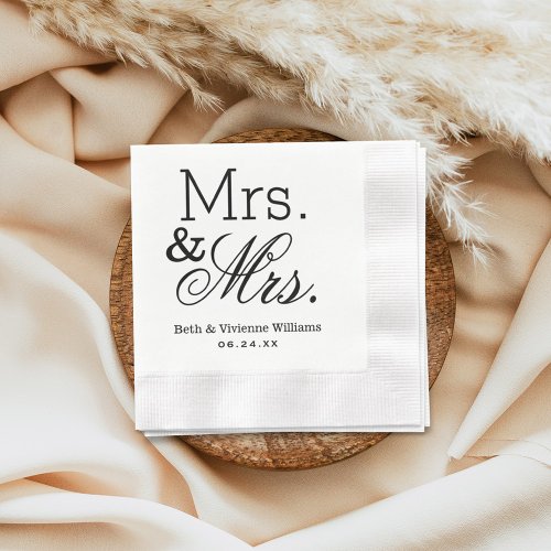 Elegant Mrs and Mrs Wedding Monogram Napkins
