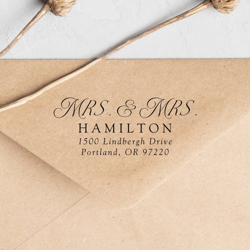 Elegant Mrs and Mrs Wedding Return Address Self_inking Stamp
