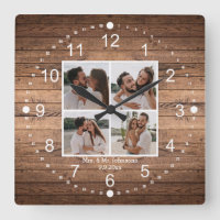 elegant mrs & mr 4 photos collage rustic wedding