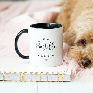 Elegant Mrs Script Black Wedding Monogram Mug