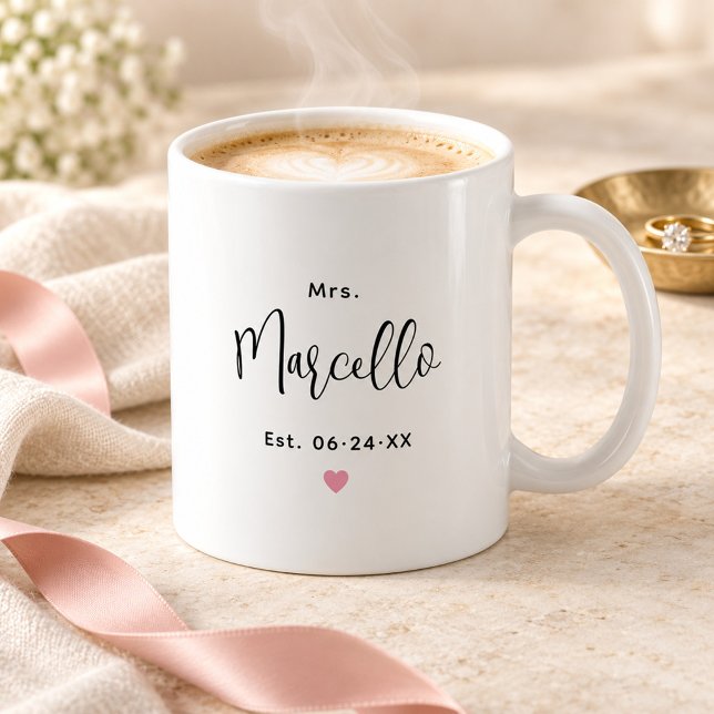 Elegant Mrs Script Wedding Monogram Coffee Mug (Creator Uploaded)