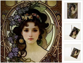 Elegant Mucha Style Portrait of a Beautiful Woman