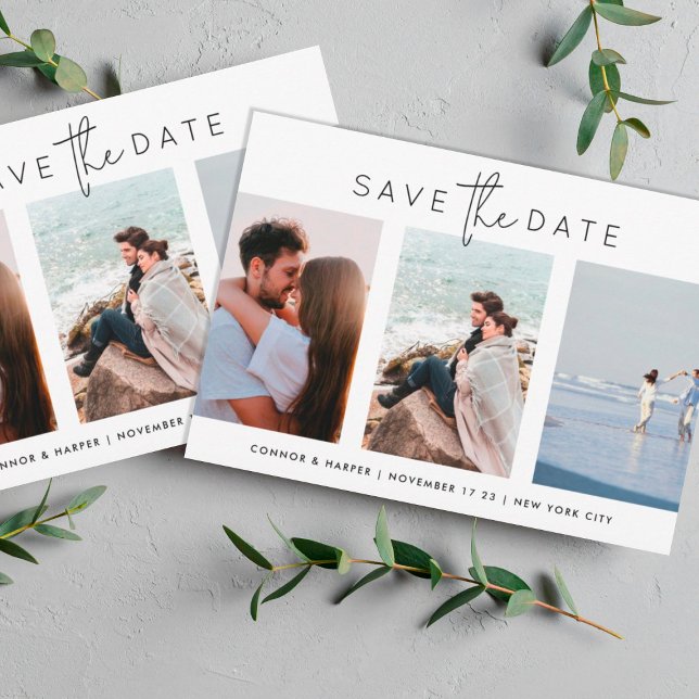 Elegant Multi Black White Text Photo Save The Date (Creator Uploaded)