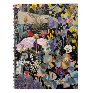 Elegant multi color wildflower collage   notebook