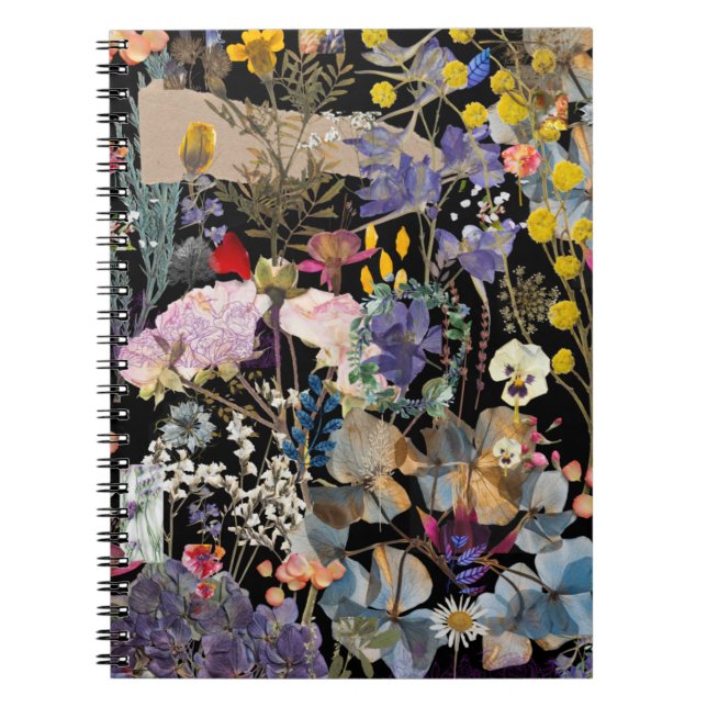 Elegant multi color wildflower collage   notebook (Front)