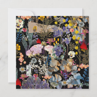 Elegant multi color wildflower collage thank you card