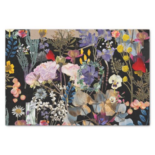 Elegant multi color wildflower Collage Tissue Paper