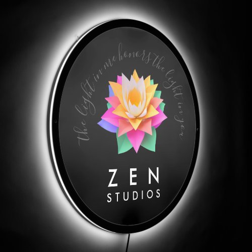Elegant Multi_Colored Lotus Flower on Black LED Sign
