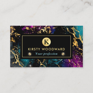 Elegant Multi Colors & Gold Galaxy Marble Business Card