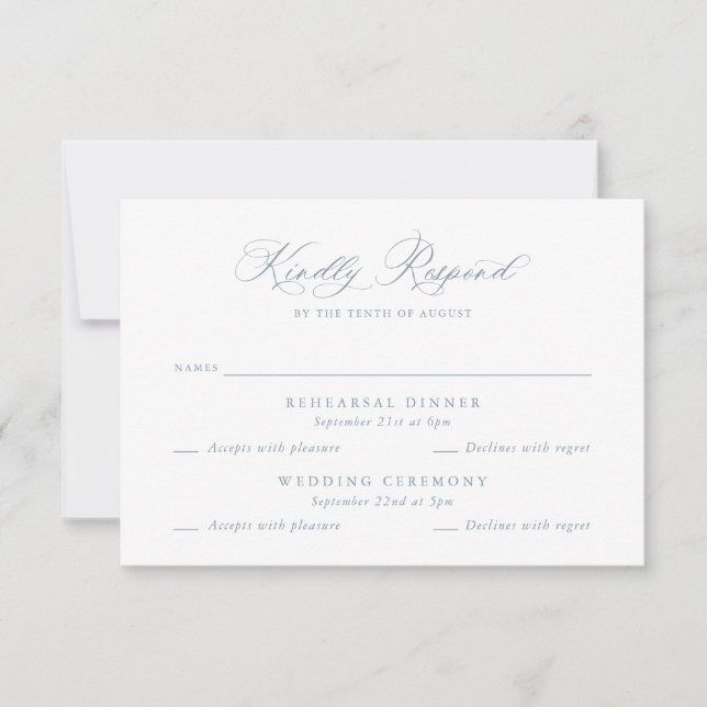 Elegant Multi Event Wedding Rehearsal RSVP Card (Front)