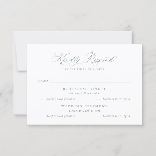 Elegant Multi Event Wedding Rehearsal RSVP Card