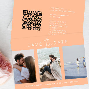 Elegant Multi Peach White Text Photo Save The Date