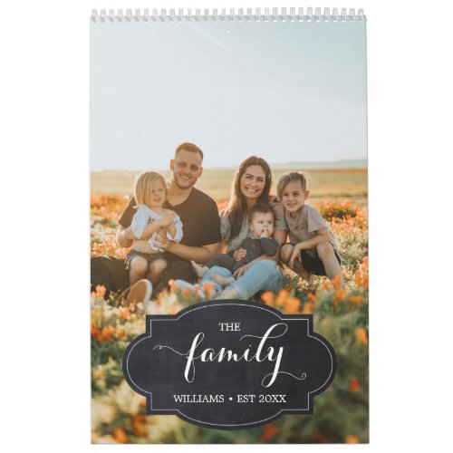 Elegant Multi Photo Custom Script Family Memories Calendar