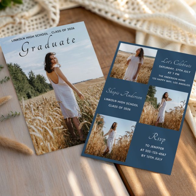 Elegant Multi Photo Graduation Party Invitation (Creator Uploaded)