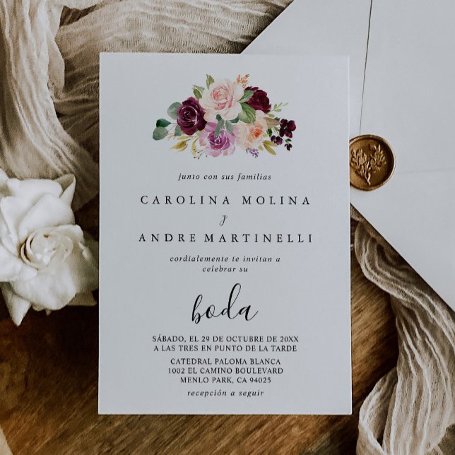 Elegant Multicolor Flowers Boda Wedding  Invitation (Creator Uploaded)