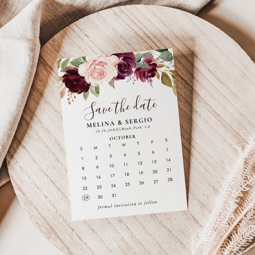 Elegant Multicolor Flowers Save the Date Calendar