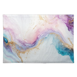 Elegant Multicolor Marble with a Gold Vein Cloth Placemat