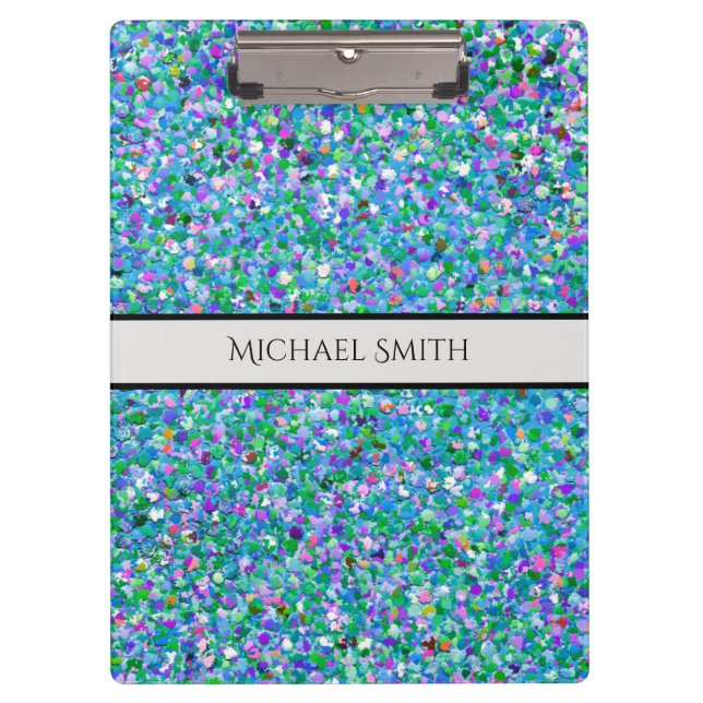 Elegant Multicolor Mosaic Modern Grit Glitter #2 Clipboard (Front)