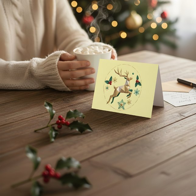 Elegant Multicolor Reindeer Christmas Greeting Car Thank You Card (Creator Uploaded)