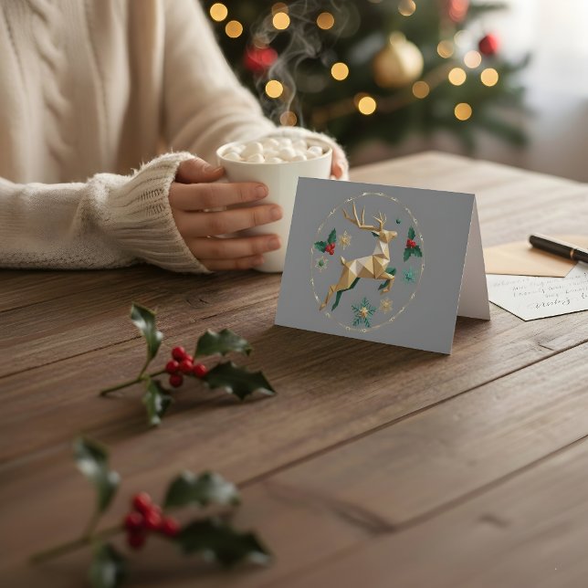 Elegant Multicolor Reindeer Christmas Greeting Car Thank You Card (Creator Uploaded)
