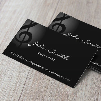 Elegant Music Clef Guitarist Dark Business Card by cardfactory at Zazzle