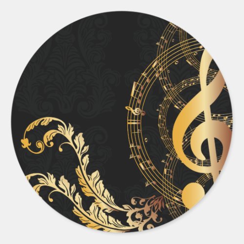 Elegant Music Note Luxury design Classic Round Sticker